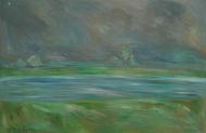 Landschaft im Regen, Öl, 100 x 65, 1995
