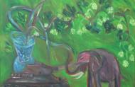 Panzer mit Elefant, Öl, 2009
